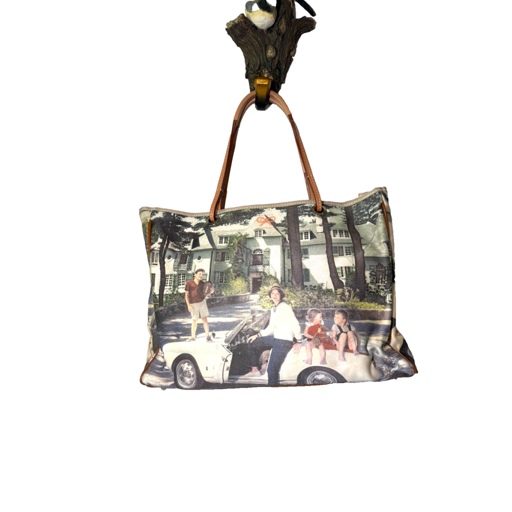 Anya Hindmarch Canvas Photo-Print Tote in Cream, Brown and Black